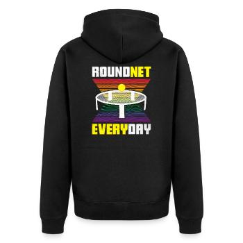 Roundnet Everyday | Spike Ball Spikeball Fun - Unisex Premium Bio Zip Hoodie - Schwarz - Hinten - Nico (187cm)