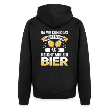 Da mir keiner das Wasser reichen kann Bier - Unisex Premium Bio Zip Hoodie - Schwarz - Hinten - Nico (187cm)