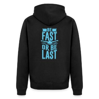Schwimmen Schwimmsport Schwimmer Geschenk - Unisex Premium Bio Zip Hoodie - Schwarz - Hinten - Nico (187cm)