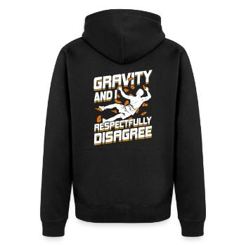 Lustiges Bouldern Sport Boulderer Geschenk - Unisex Premium Bio Zip Hoodie - Schwarz - Hinten - Nico (187cm)