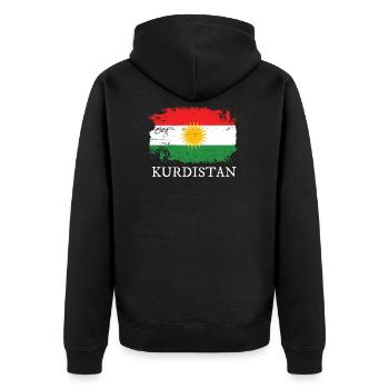 Kurdistan - Unisex Premium Bio Zip Hoodie - Schwarz - Hinten - Nico (187cm)