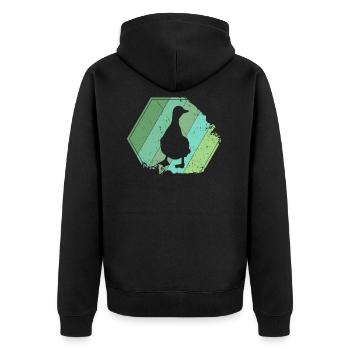Duck Retro - Unisex Premium Organic Zip Hoodie - black - Back - Nico (187cm)