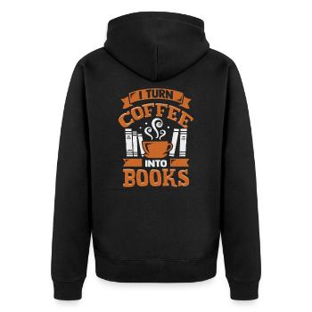 Book author novelist coffee author gift - Unisex Premium Organic Zip Hoodie - black - Back - Nico (187cm)