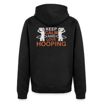 Keep Calm And Love Hooping Hulahoop Hula Sport - Unisex Premium Bio Zip Hoodie - Schwarz - Hinten - Nico (187cm)