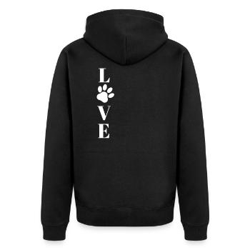 i love dogs - amour des chiens - j’aime les chiens - Veste à capuche bio Premium Unisexe - noir - Dos - Nico (187cm)