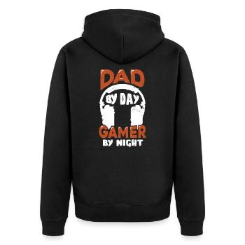Gaming Dad Gamer Father Computer Gamer Gift - Unisex Premium Organic Zip Hoodie - black - Back - Nico (187cm)