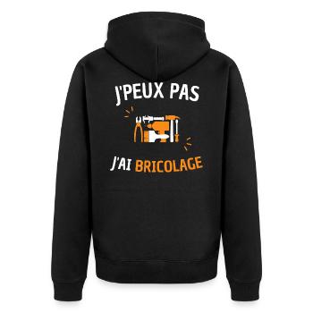 J'peux pas j'ai bricolage ! humour bricoleur - Veste à capuche bio Premium Unisexe - noir - Dos - Nico (187cm)