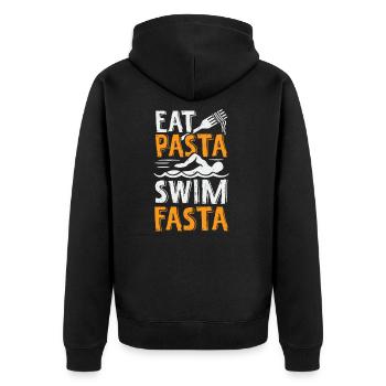 Schwimmen Pasta Nudeln Sport Schwimmer Geschenk - Unisex Premium Bio Zip Hoodie - Schwarz - Hinten - Nico (187cm)