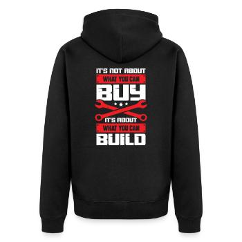 Tuning Tuner Rennauto Motorrad Mechaniker Geschenk - Unisex Premium Bio Zip Hoodie - Schwarz - Hinten - Nico (187cm)