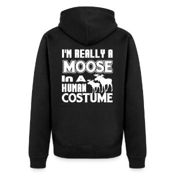 Moose I'm Really A Moose - Unisex Premium Organic Zip Hoodie - black - Back - Nico (187cm)