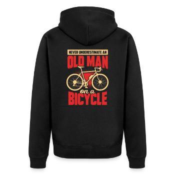 Alter Mann Radfahrer Fahrrad Opa Geschenk - Unisex Premium Bio Zip Hoodie - Schwarz - Hinten - Nico (187cm)