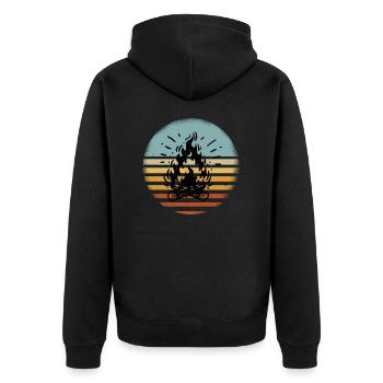 Lagerfeuer Camping Campen - Unisex Premium Bio Zip Hoodie - Schwarz - Hinten - Nico (187cm)