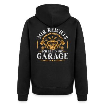 Mir Reichts Ich Geh Garage Auto Kfz Mechaniker - Unisex Premium Bio Zip Hoodie - Schwarz - Hinten - Nico (187cm)