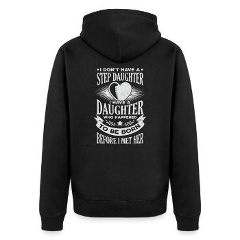 Stolzer Stiefvater Stieftochter Stiefpapa Geschenk - Unisex Premium Bio Zip Hoodie - Schwarz - Hinten - Nico (187cm)