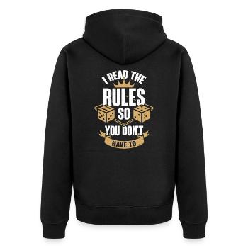 Spieleabend Brettspiel Brettspieler Geschenk - Unisex Premium Bio Zip Hoodie - Schwarz - Hinten - Nico (187cm)