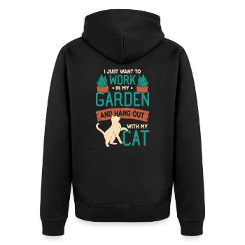Garden Plants Gardening Cat Gardener Gift - Unisex Premium Organic Zip Hoodie - black - Back - Nico (187cm)