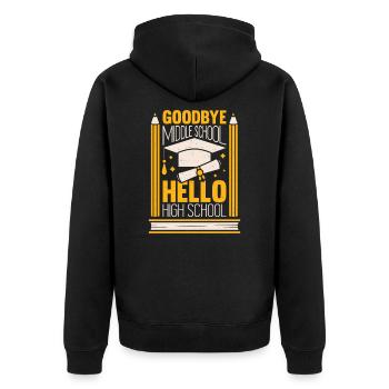 Middle School Abschluss Geschenk - Unisex Premium Bio Zip Hoodie - Schwarz - Hinten - Nico (187cm)