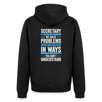Lustiges Sekretariat Sekretärin Geschenk - Unisex Premium Bio Zip Hoodie - Schwarz - Hinten - Nico (187cm)