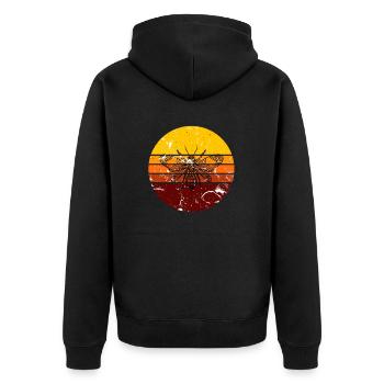Biene Retro - Unisex Premium Bio Zip Hoodie - Schwarz - Hinten - Nico (187cm)
