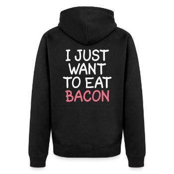 I just want to eat bacon - Unisex Premium Organic Zip Hoodie - black - Back - Nico (187cm)