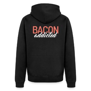 Bacon addicted - Unisex Premium Bio Zip Hoodie - Schwarz - Hinten - Nico (187cm)