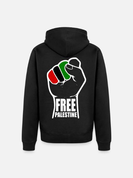 Free palestine - Unisex Premium Organic Zip Hoodie - black