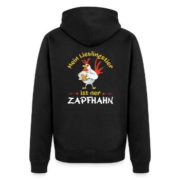 Mein Lieblingstier ist der Zapfhahn Bier Saufen - Unisex Premium Bio Zip Hoodie - Schwarz - Hinten - Nico (187cm)
