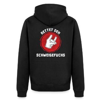 Rettet den Schweigefuchs Schule Einschulung Lehrer - Unisex Premium Bio Zip Hoodie - Schwarz - Hinten - Nico (187cm)