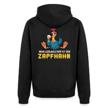 Mein Lieblingstier ist der Zapfhahn Bier Saufen - Unisex Premium Bio Zip Hoodie - Schwarz - Hinten - Nico (187cm)