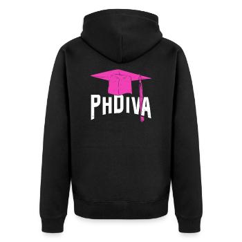 Lustiges Promotion Doktorin Doktortitel Geschenk - Unisex Premium Bio Zip Hoodie - Schwarz - Hinten - Nico (187cm)