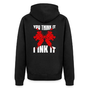 Tätowierstudio Tätowierer Geschenk - Unisex Premium Bio Zip Hoodie - Schwarz - Hinten - Nico (187cm)
