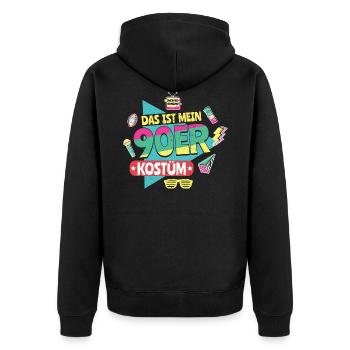 Das ist mein 90er Kostüm 90er Jahre Party Spruch - Unisex Premium Bio Zip Hoodie - Schwarz - Hinten - Nico (187cm)