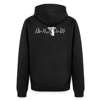 Lynx Coeur de Lynx Pouls Herschlag Le motif du lynx - Veste à capuche bio Premium Unisexe - noir - Dos - Nico (187cm)