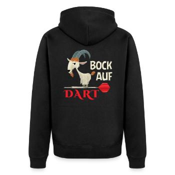 Bock auf Dart Dartspieler Darten Darts Geschenk - Unisex Premium Bio Zip Hoodie - Schwarz - Hinten - Nico (187cm)
