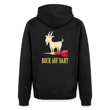 Bock auf Dart Dartspieler Darten Darts Geschenk - Unisex Premium Bio Zip Hoodie - Schwarz - Hinten - Nico (187cm)