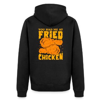Fried Chicken Essen Geschenk - Unisex Premium Bio Zip Hoodie - Schwarz - Hinten - Nico (187cm)