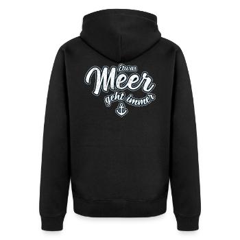 Etwas Meer geht immer - Einfach mehr Meer - Unisex Premium Bio Zip Hoodie - Schwarz - Hinten - Nico (187cm)