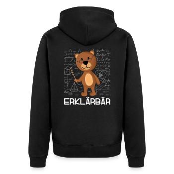 Lehrer Lehrerin Nachhilfe Lehramt Erklärbär - Unisex Premium Bio Zip Hoodie - Schwarz - Hinten - Nico (187cm)