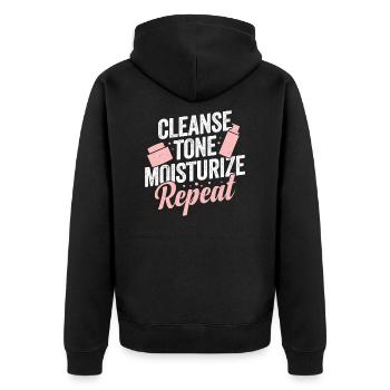 Kosmetikerin Kosmetik Make-up Artist Geschenk - Unisex Premium Bio Zip Hoodie - Schwarz - Hinten - Nico (187cm)