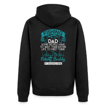 Angel Vater Papa und Sohn Geschenkidee Mann - Unisex Premium Bio Zip Hoodie - Schwarz - Hinten - Nico (187cm)