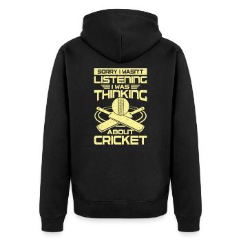 Sportif sportifs drôles de joueur de cricket - Veste à capuche bio Premium Unisexe - noir - Dos - Nico (187cm)