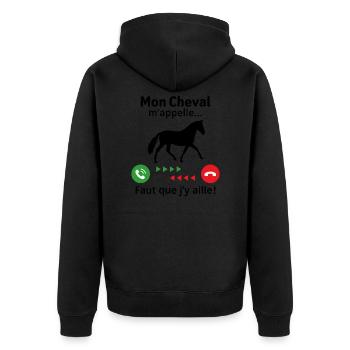 Mon cheval m'appelle faut quẹ j'y aille - Veste à capuche bio Premium Unisexe - noir - Dos - Nico (187cm)