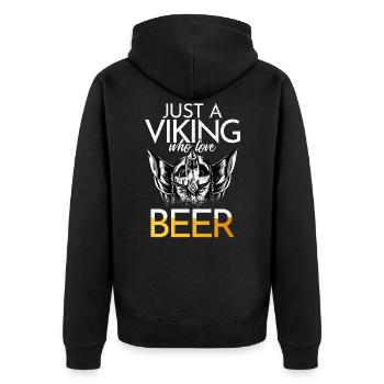 Just a Viking who love beer - Unisex Premium Bio Zip Hoodie - Schwarz - Hinten - Nico (187cm)