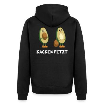 Kacken fetztLustig Avocado Toilette Entspannung - Unisex Premium Bio Zip Hoodie - Schwarz - Hinten - Nico (187cm)