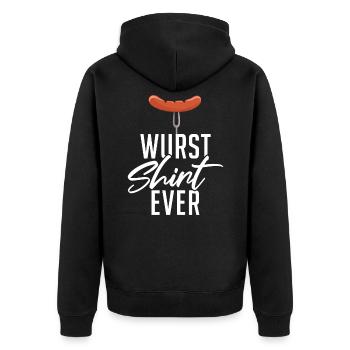 Sausage Shirt ever - Unisex Premium Organic Zip Hoodie - black - Back - Nico (187cm)