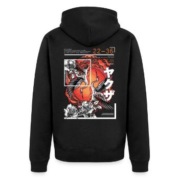 Grue de style japonais - Veste à capuche bio Premium Unisexe - noir - Dos - Nico (187cm)