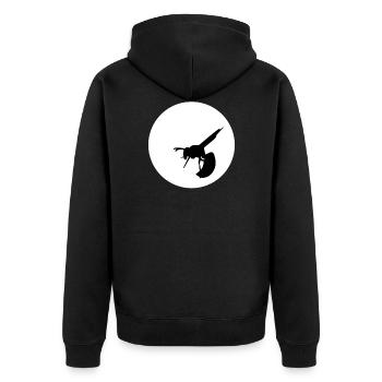Wasp and Moon T SHIRT - Unisex Premium Bio Zip Hoodie - Schwarz - Hinten - Nico (187cm)