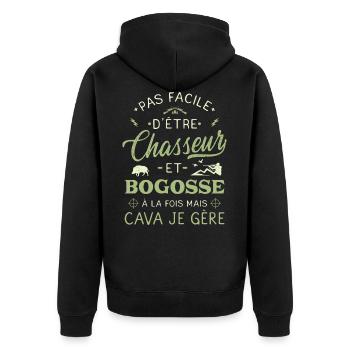 Chasseur Bogosse Chasse Humour Sanglier - Veste à capuche bio Premium Unisexe - noir - Dos - Nico (187cm)