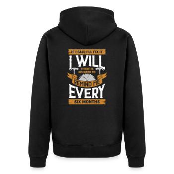 Funny Craftsman Repair Carpenter Gift - Unisex Premium Organic Zip Hoodie - black - Back - Nico (187cm)