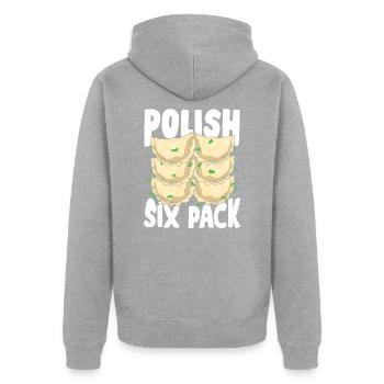 Funny Pierogi Pirogues Polish Cuisine Gift - Unisex Premium Organic Zip Hoodie - heather grey - Back - Nico (187cm)